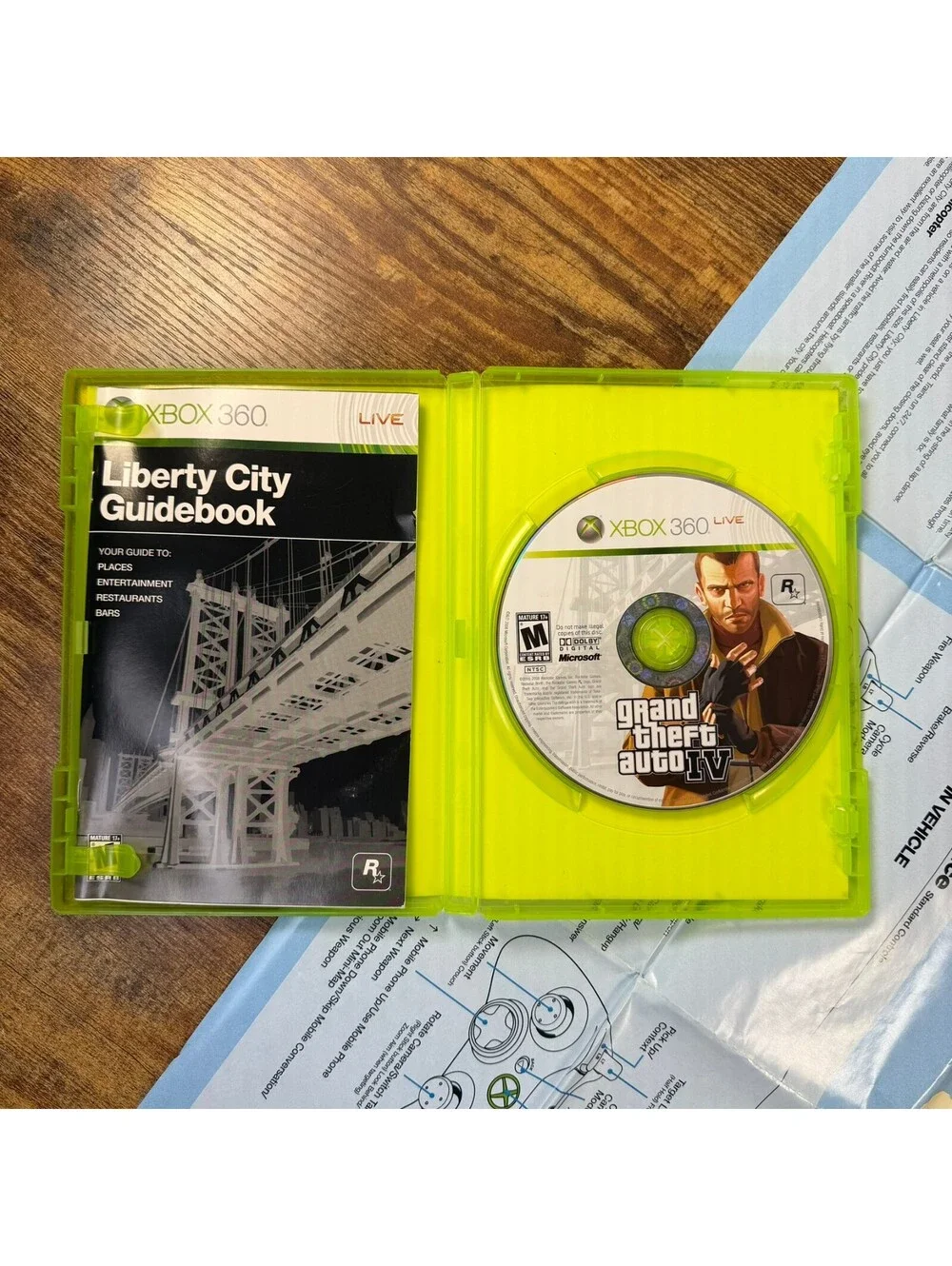 Grand Theft Auto IV Xbox 360 Complete CIB w/ Manual + Subway Map GTA 4 Rockstar